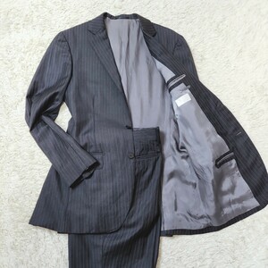 EDIFICE Edifice suit kano Nico CANONICO gray stripe large size 50 XL size 2B business high class cloth use 