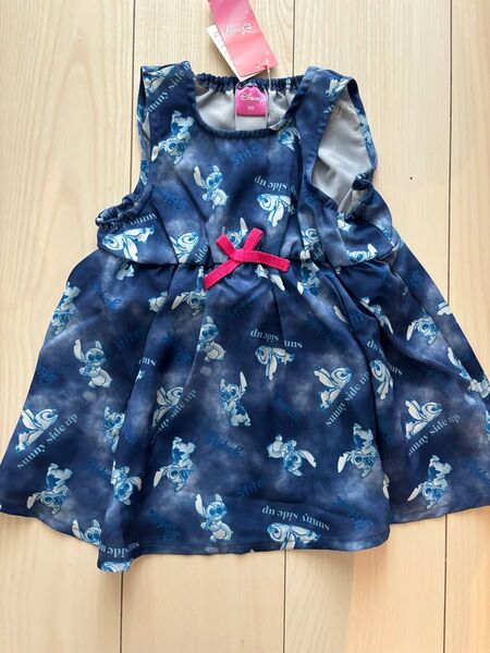 リロアンドスティッチ ワンピース ネイビー 90 ノースリーブ