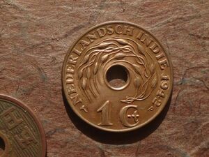 オランダ領東インド（インドネシア）　1Cent　青銅　1942年P　KM#317　(23.6mm, 4.0g)