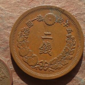 日本 古銭 ２銭銅貨 明治10年(1877年) (32.0mm, 13.9g)の画像1