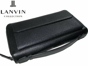 新品 定価2.53万 ランバン LANVIN COLLECTION 牛革 レザー ラウンドファスナー スマホ 長財布 小銭入れ セカンドバッグ ギフト プレゼント