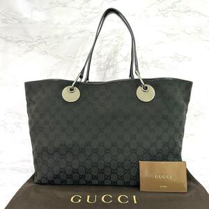 グッチ GUCCI トートバッグ レザー GGキャンバス ブラック 黒 自00223