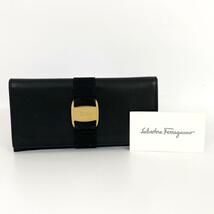 《大特価！》 Ferragamo フェラガモ 二つ折り 長財布 ヴァラリボン 黒 5-13551_画像1