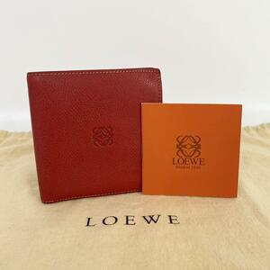 《大特価！》 LOEWE ロエベ 二つ折り財布 アナグラム レザー レッド 3-24761