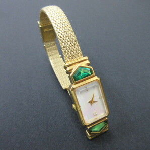 Mt. St. Helens Emerald Obsidianite カットガラス シェル文字盤 レディース腕時計 不動 #36808の画像1