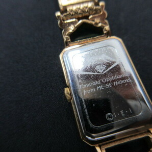 Mt. St. Helens Emerald Obsidianite カットガラス シェル文字盤 レディース腕時計 不動 #36808の画像7