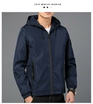 ジャケット メンズ フード付き 長袖 ブルゾン 上着 カジュアル 無地 防風 おしゃれ 大きいサイズ アウター 3色選択可/M~4XLサイズ_画像4