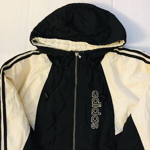 ビッグサイズ アディダス adidas XL ツートーン ナイロン 中綿ジャケット 中綿パーカー ブラック×ホワイトの画像3