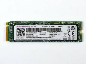 Union Memory (Lenovo純正品) M.2 2280 NVMe SSD 256GB /健康状態90%/累積使用2990時間/動作確認済み, フォーマット済み/中古品 