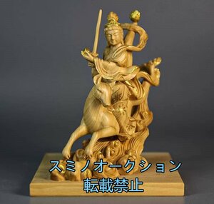 木彫 仏像 荼吉尼天 騎狐像 “お守り” 稲荷神様 ダキニ天,置物,縁起物 14cm