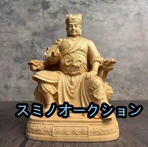 木彫の無垢の木の彫刻の檜華光大帝の馬の霊の官の家は神像の置物を祭って五顕三眼の馬の殿下を現し 高さ:18cm