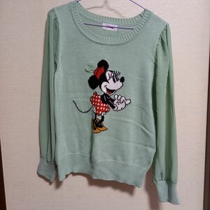 ディズニー Lサイズ 長袖ニット ミニー グリーン かわいい Disney 春服