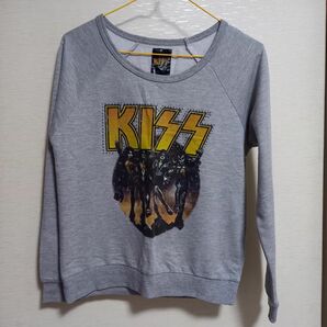 KISS キッス Mサイズ 世界的超人気バンド長袖スウェットT ロングスウェット トレーナー グレー