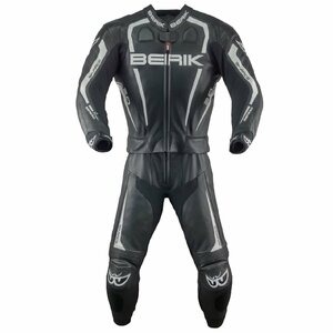  separate two piece BERIK Berik cow leather racing suit BLACK 52 size XL corresponding sample rare beautiful goods 