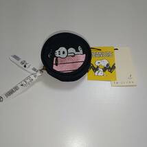 PEANUTS 【正規品】スヌーピー　ポーチ　バッグチャーム　韓国限定　ラウンド ストラップ　ネイビー_画像1