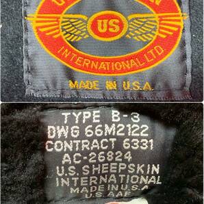US SHEEPSKIN 革ジャン レザージャケット サイズ38 黒 タイプ B-3 メンズ 上着 コート フライトジャケット M-0417-2の画像10