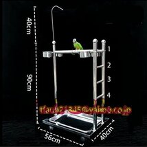 オウムスタンド バードラック 鳥プレイスタンド バードケージ ステンレススチール キャスター付き 噛まれ対策_画像4