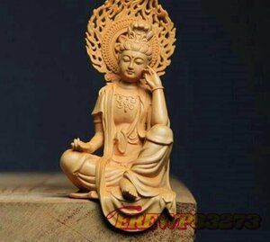 黄楊木彫自在観音 禅の居間玄関の仏像置物