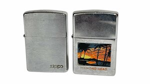 ZIPPO ジッポ●オイルライター 2点セット●シルバー ブラッシュクローム 艶消し 1993年製 2001年製 ロゴ ヴィンテージ ダイヤモンドヘッド