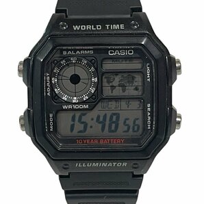 動作OK●カシオ●AE-1200WH●スクエア型デジタル腕時計 ブラック 黒 クオーツ メンズ レディース ラバーの画像1
