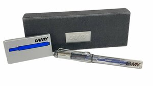 1円●美品●ラミー LAMY●キャップ式万年筆●シルバー×クリア 替えインク5本/箱付き