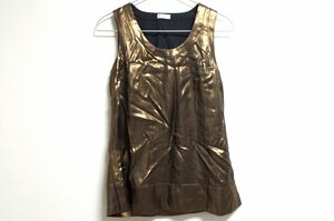 1円●極美品●ブルネロクチネリ●ノースリーブ トップス●カットソー メタリックブロンズ ブラウン シルク 絹 スーツ フォーマル