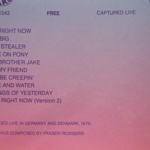 輸入盤 フリー  CAPTURED LIVE  RECORDED LIVE IN GERMANY AND DENMARK,1970の画像3