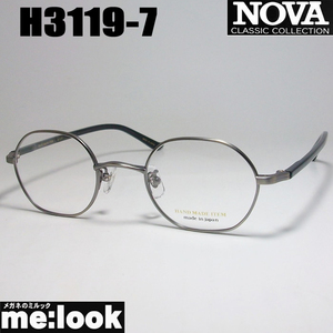 NOVA ノヴァ HAND MADE ITEM 国産 ラウンド　ボストン　クラシック 眼鏡 メガネ フレーム H3119-7-45 度付可 アンティークシルバー