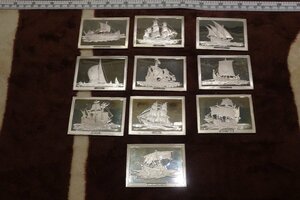 Art hand Auction rarebookkyoto g165 Made in Japan World Famous Ships 4 Franklin Mint 10 Pieces / Sterling Silver 1020g 1980 Limited Edition Used Inflation Resistance, artwork, painting, portrait