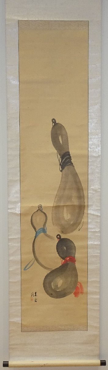 rarebookkyoto YU-102 Osara Okamoto, Präfektur Mie, moderner Ukiyo-e-Künstler, Kürbis, Farbe auf Papier auftragen, hergestellt um 1920, Kyoto-Antiquität, Malerei, Japanische Malerei, Landschaft, Fugetsu