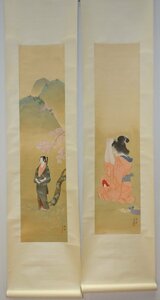 Art hand Auction rarebookkyoto YU-235 岡本大更･直道 美人画二本･絹本設色 1930年頃作 京都古物, 絵画, 日本画, 人物, 菩薩