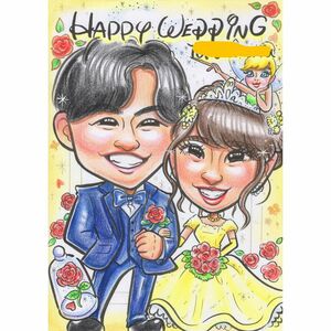 似顔絵 オーダー ウエディング 結婚式 カップル 家族 還暦祝い 金婚式 米寿 古希 誕生日 プレゼント