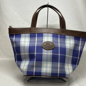 BURBERRYS Burberry z парусина кожа ручная сумочка в клетку голубой 