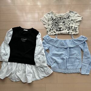 子供服　１５０サイズ　女の子 長袖2枚　Tシャツ 1枚　まとめセット