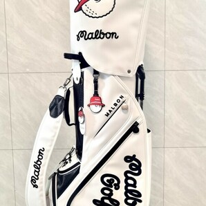 再入荷★マルボンゴルフ malbon golf キャディバッグ スタンドキャディバッグ※写真転載禁止※ホワイトの画像3