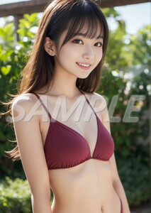 259 一点物 AI美女イラスト 高画質 ポスター グラビア A4光沢厚手写真用紙　匿名配送 かわいい 美人 美少女 美女 セクシー 水着ビキニ