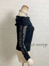 ★送料無料★【MERRY】 社交ダンス トップス 2011 黒 トップス パンツ パーティー レッスン スタンダード オフショルダー 長袖_画像4