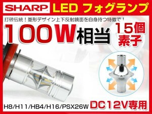 送料無料 特売 SHARP社製 LEDフォグランプ 100W相当 H8 H11 H16 HB4 DC 12V専用 ホワイト 5500K １年保証 フォグ led F10