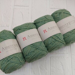 100円〜 ハマナカ 毛糸 手芸材料 編み物◆アメリーエフ 緑色・4玉