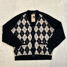 24SS 新品 RATS ラッツ way of life ARGYLE CARDIGAN アーガイル柄カーディガン BLACK L_画像1