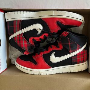 Nike Dunk High Plaid "Black/Pale Ivory/University Red"