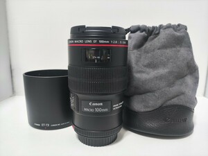 CANON EF100mm F2.8L Macro IS USM キャノン マクロレンズ 単焦点レンズ フード ポーチ付き