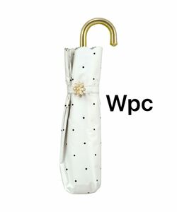 新品未使用！Wpc 折りたたみ傘 晴雨兼用 日傘 ドット 熱中症対策 大きめ黒 オフ ホワイト 花