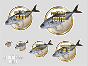 魚ステッカー(goodfishingブリ)防水,UVカット,海,釣り,鰤（6サイズセット）