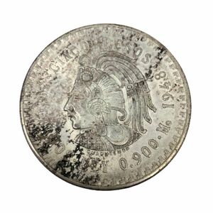 ●【外国銭/外国銀貨】1948年 メキシコ クアウテモック王 5ペソ貨幣 記念硬貨★22592