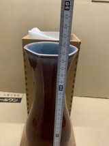 G332 送料無料　花器 花瓶 辰砂 共箱 美品 瓢箪形　花生 一輪挿し 赤絵　　陶磁器_画像9