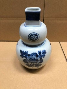HG428 送料無料花瓶　花器　陶磁器　染付 葫蘆瓶
