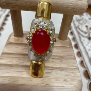 豪華赤い瑪瑙指輪