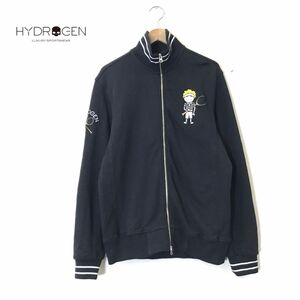 M2199-N◆美品◆ HYDROGEN ハイドロゲン ジップアップブルゾン スウェット生地 ダブルジップ◆ sizeL ブラック コットン100