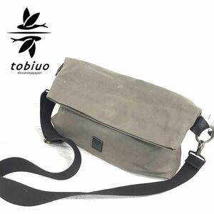 M2119-R◆tobiuo トビウオ ショルダーバッグ◆ユニセックス メンズ レディース 鞄 キャンバス 斜めがけ アジャスタブル グレー レザー